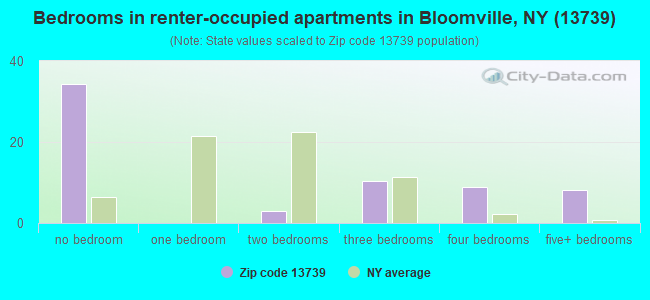 Bedrooms in renter-occupied apartments in Bloomville, NY (13739) 