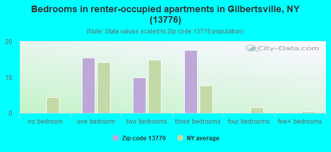 Bedrooms in renter-occupied apartments in Gilbertsville, NY (13776) 