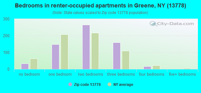 Bedrooms in renter-occupied apartments in Greene, NY (13778) 