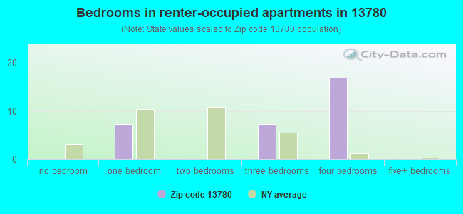 Bedrooms in renter-occupied apartments in 13780 