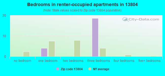 Bedrooms in renter-occupied apartments in 13804 