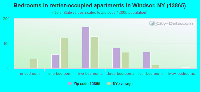 Bedrooms in renter-occupied apartments in Windsor, NY (13865) 