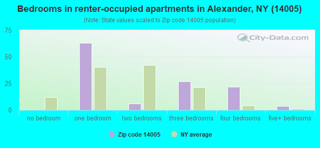 Bedrooms in renter-occupied apartments in Alexander, NY (14005) 