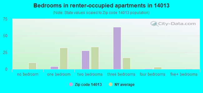 Bedrooms in renter-occupied apartments in 14013 