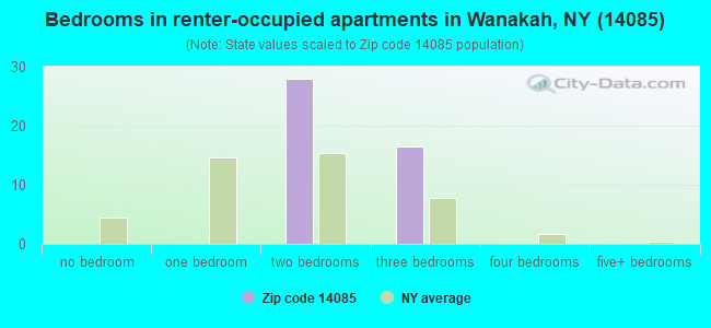 Bedrooms in renter-occupied apartments in Wanakah, NY (14085) 