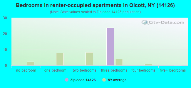 Bedrooms in renter-occupied apartments in Olcott, NY (14126) 