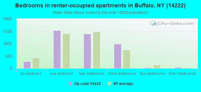 Bedrooms in renter-occupied apartments in Buffalo, NY (14222) 