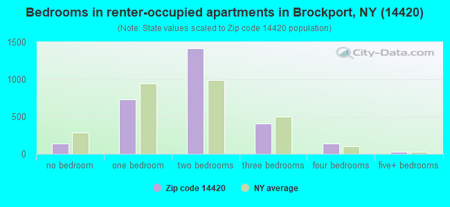 Bedrooms in renter-occupied apartments in Brockport, NY (14420) 