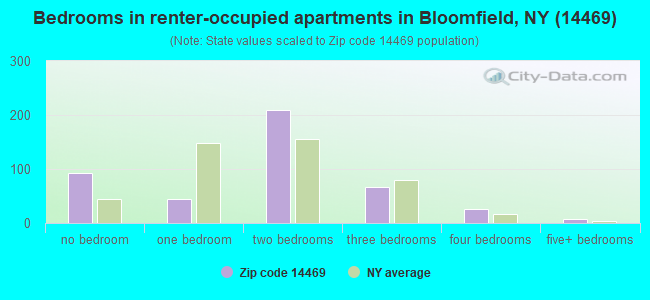 Bedrooms in renter-occupied apartments in Bloomfield, NY (14469) 