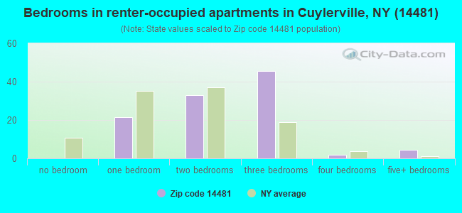 Bedrooms in renter-occupied apartments in Cuylerville, NY (14481) 