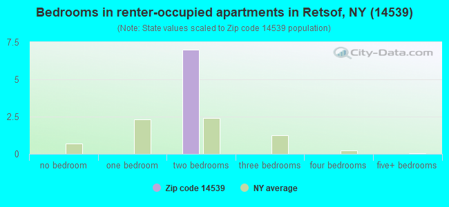 Bedrooms in renter-occupied apartments in Retsof, NY (14539) 