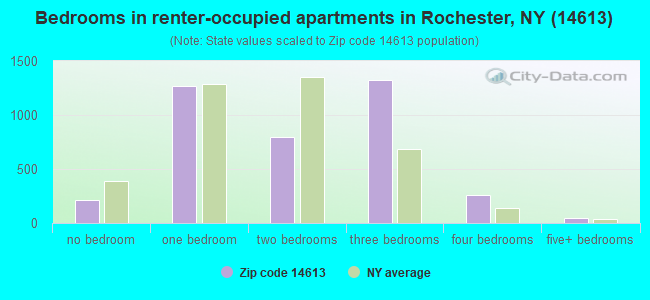 Bedrooms in renter-occupied apartments in Rochester, NY (14613) 