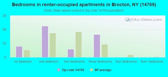 Bedrooms in renter-occupied apartments in Brocton, NY (14769) 