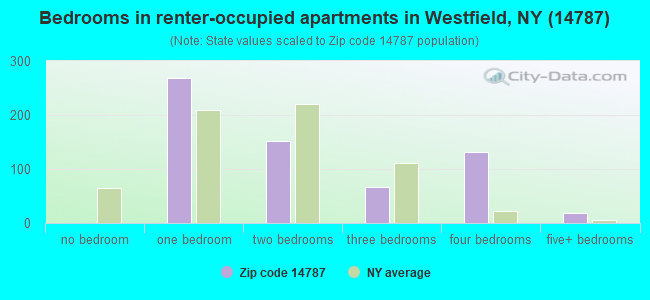Bedrooms in renter-occupied apartments in Westfield, NY (14787) 