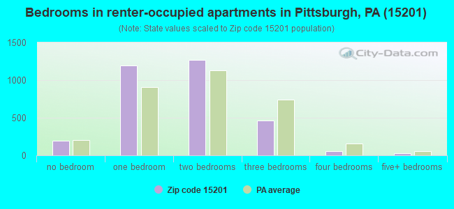 Bedrooms in renter-occupied apartments in Pittsburgh, PA (15201) 