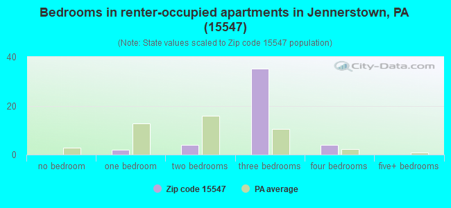 Bedrooms in renter-occupied apartments in Jennerstown, PA (15547) 