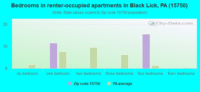 Bedrooms in renter-occupied apartments in Black Lick, PA (15750) 