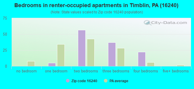 Bedrooms in renter-occupied apartments in Timblin, PA (16240) 