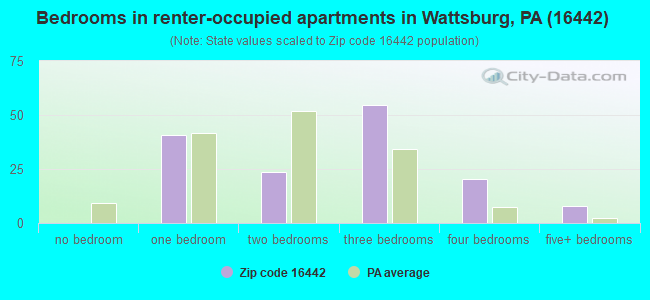 Bedrooms in renter-occupied apartments in Wattsburg, PA (16442) 