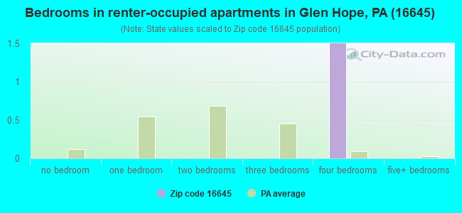 Bedrooms in renter-occupied apartments in Glen Hope, PA (16645) 