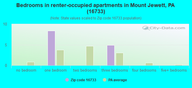 Bedrooms in renter-occupied apartments in Mount Jewett, PA (16733) 