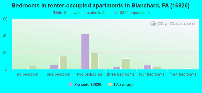 Bedrooms in renter-occupied apartments in Blanchard, PA (16826) 