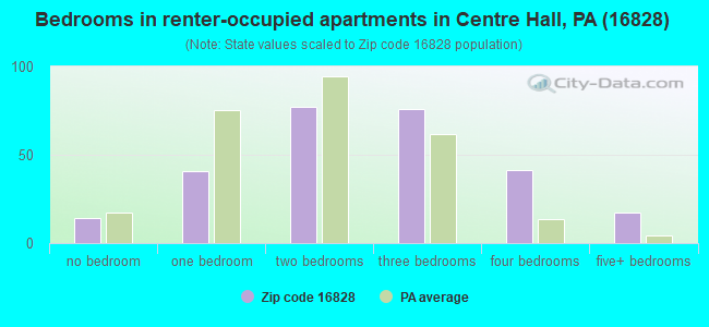 Bedrooms in renter-occupied apartments in Centre Hall, PA (16828) 