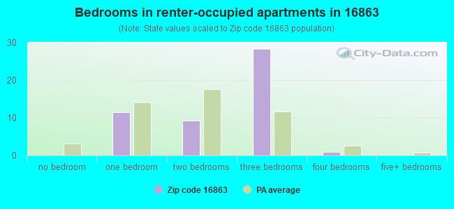 Bedrooms in renter-occupied apartments in 16863 