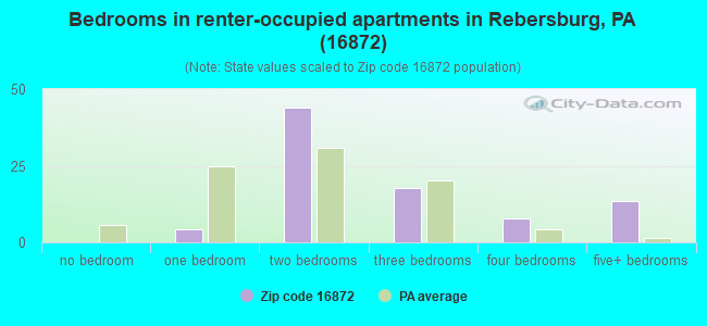 Bedrooms in renter-occupied apartments in Rebersburg, PA (16872) 