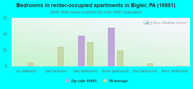 Bedrooms in renter-occupied apartments in Bigler, PA (16881) 