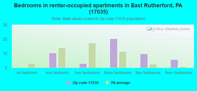 Bedrooms in renter-occupied apartments in East Rutherford, PA (17035) 