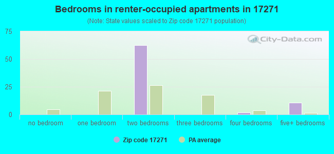 Bedrooms in renter-occupied apartments in 17271 