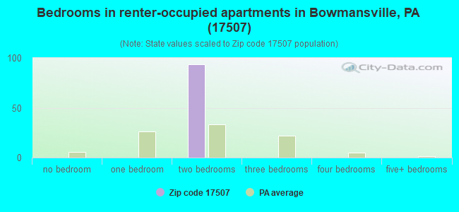 Bedrooms in renter-occupied apartments in Bowmansville, PA (17507) 
