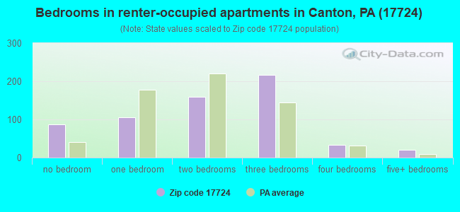 Bedrooms in renter-occupied apartments in Canton, PA (17724) 