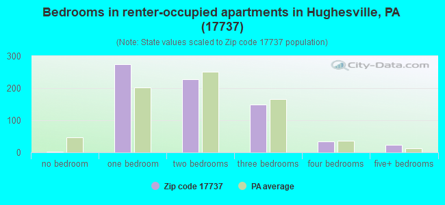 Bedrooms in renter-occupied apartments in Hughesville, PA (17737) 