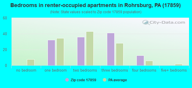 Bedrooms in renter-occupied apartments in Rohrsburg, PA (17859) 