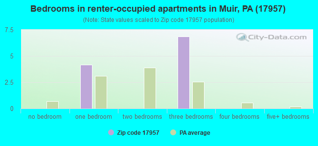 Bedrooms in renter-occupied apartments in Muir, PA (17957) 