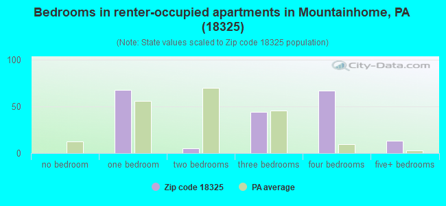 Bedrooms in renter-occupied apartments in Mountainhome, PA (18325) 