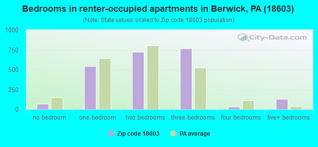 Bedrooms in renter-occupied apartments in Berwick, PA (18603) 