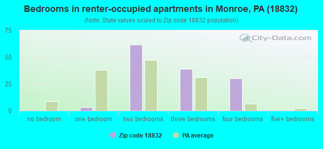 Bedrooms in renter-occupied apartments in Monroe, PA (18832) 