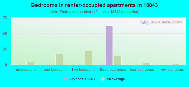 Bedrooms in renter-occupied apartments in 18843 