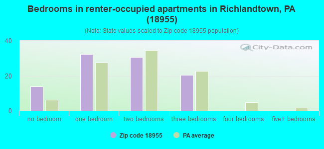 Bedrooms in renter-occupied apartments in Richlandtown, PA (18955) 