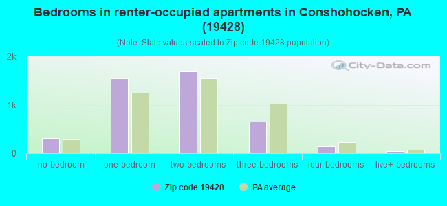 Bedrooms in renter-occupied apartments in Conshohocken, PA (19428) 