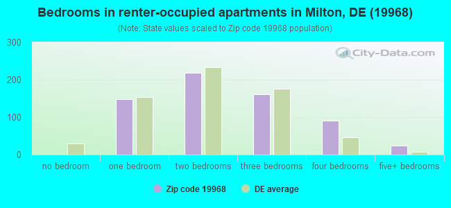 Bedrooms in renter-occupied apartments in Milton, DE (19968) 