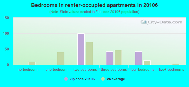 Bedrooms in renter-occupied apartments in 20106 