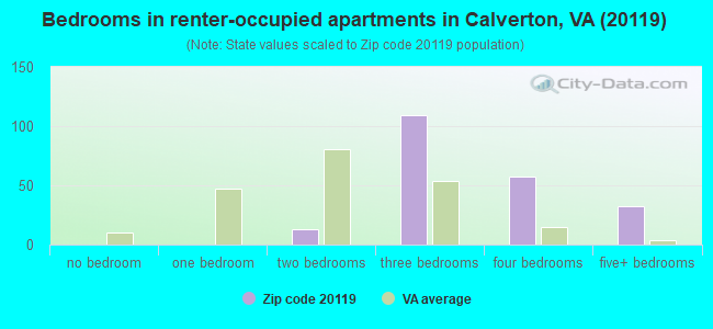 Bedrooms in renter-occupied apartments in Calverton, VA (20119) 