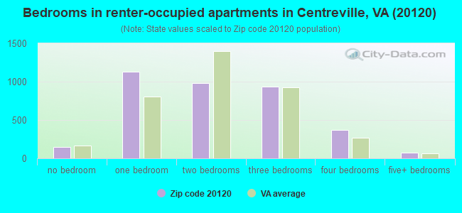 Bedrooms in renter-occupied apartments in Centreville, VA (20120) 