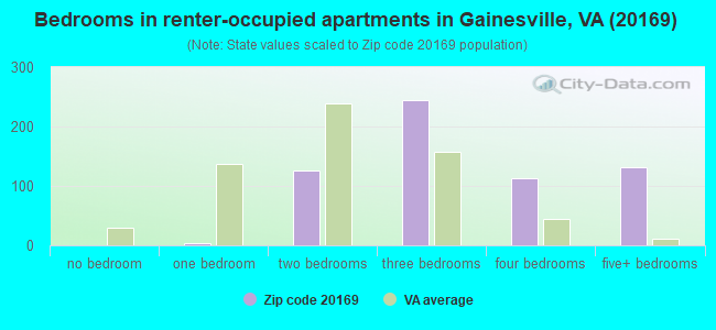 Bedrooms in renter-occupied apartments in Gainesville, VA (20169) 