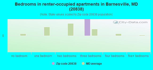 Bedrooms in renter-occupied apartments in Barnesville, MD (20838) 