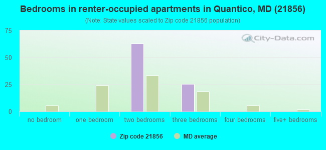 Bedrooms in renter-occupied apartments in Quantico, MD (21856) 